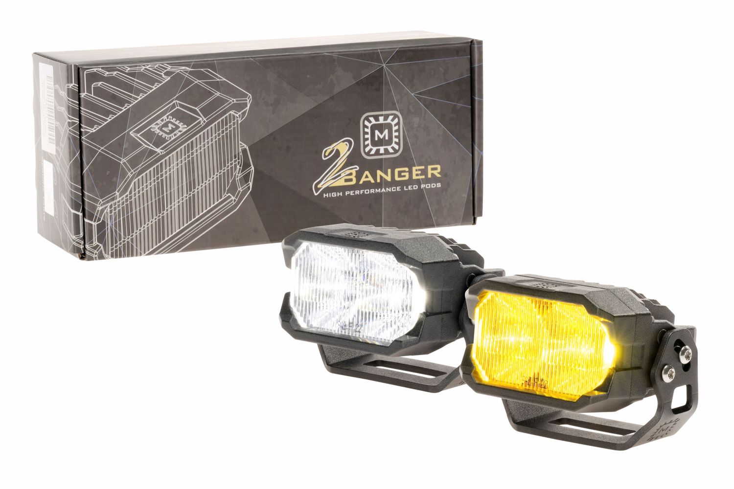 Morimoto 2Banger HXB LED Pods (SAE Wide / Yellow / Set)