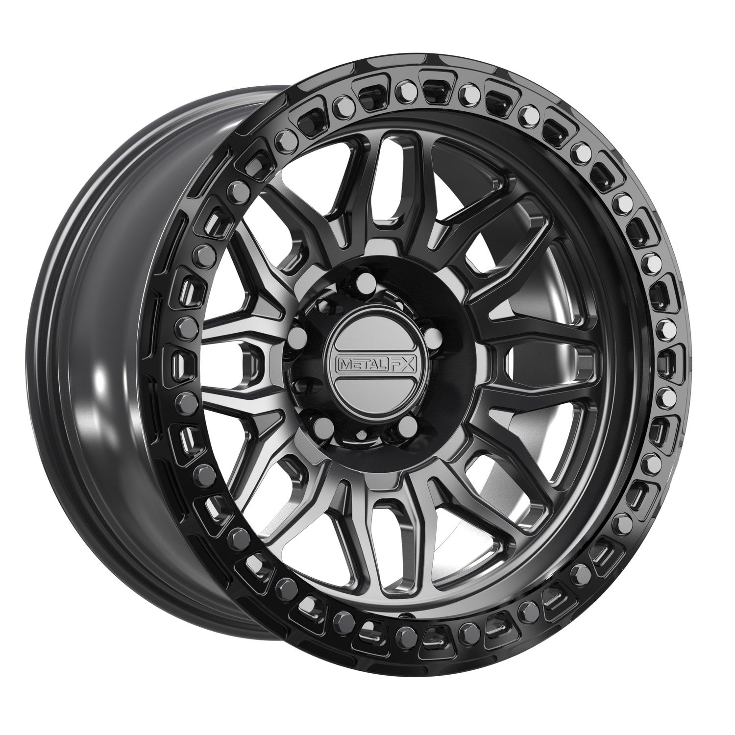 Crossfire Truck FXLock | Forged Monoblock | Satin Black w/ Gloss Black Ring Crossfire Truck FXLock | Forged Monoblock | Satin Black w/ Gloss Black Ring, Size: 17x9 | -38mm/3.55" BS, Bolt Pattern: 5x127 (5x5)