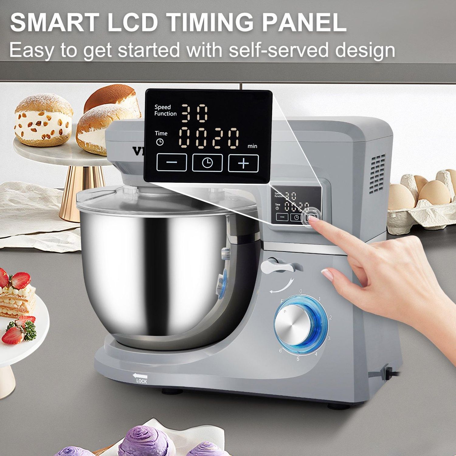 VEVOR 5 IN 1 Stand Mixer, 660W Tilt-Head Multifunctional Electric Mixer with 6