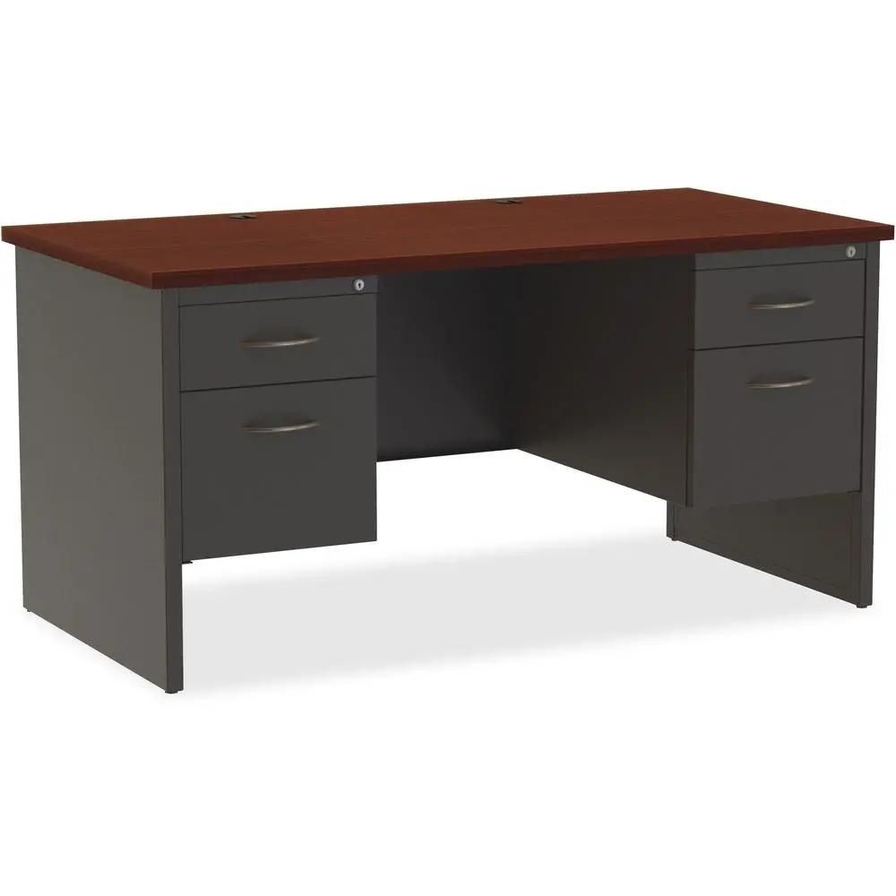 Lorell Fortress Modular Series Double-Pedestal Desk - 60&quot; x 30&quot; , 1.1&quot; Top - 2 x