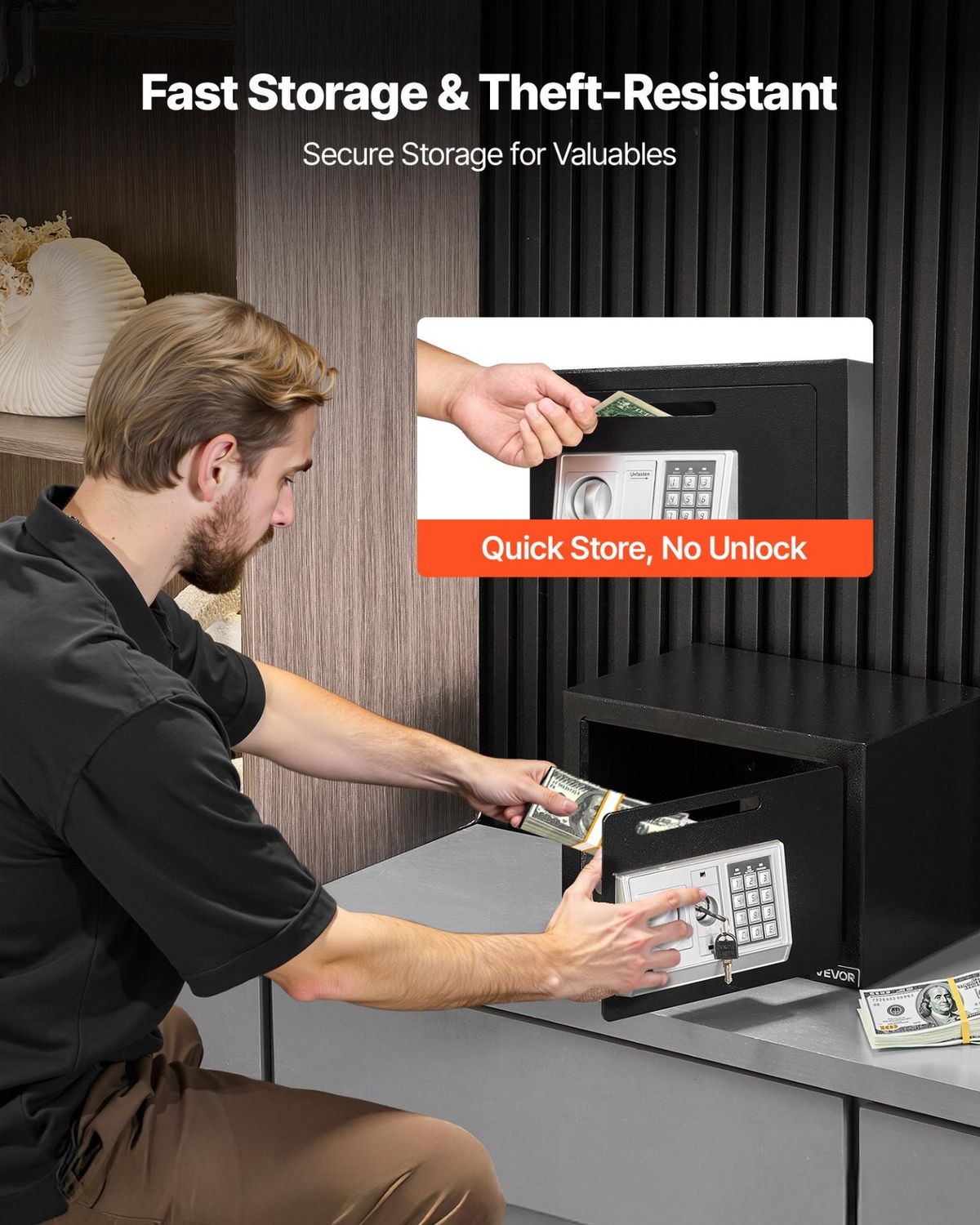 VEVOR 0.6 Cubic Feet Drop Safe, Drop Slot Safe Box with Password and Turn Knob