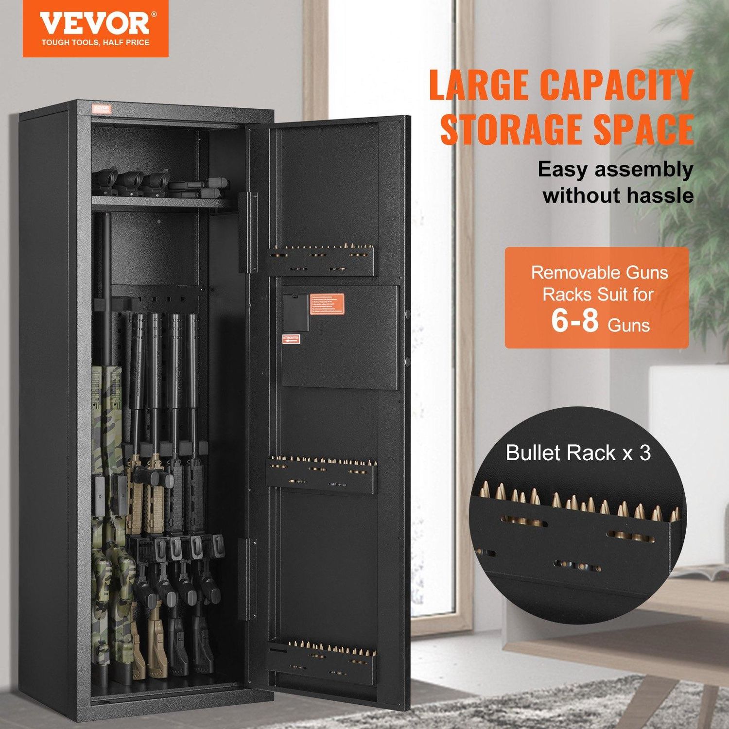 VEVOR 6-8 Rifles Gun Safe, Rifle Safe with Lock &amp; Digital Keypad, Quick Access
