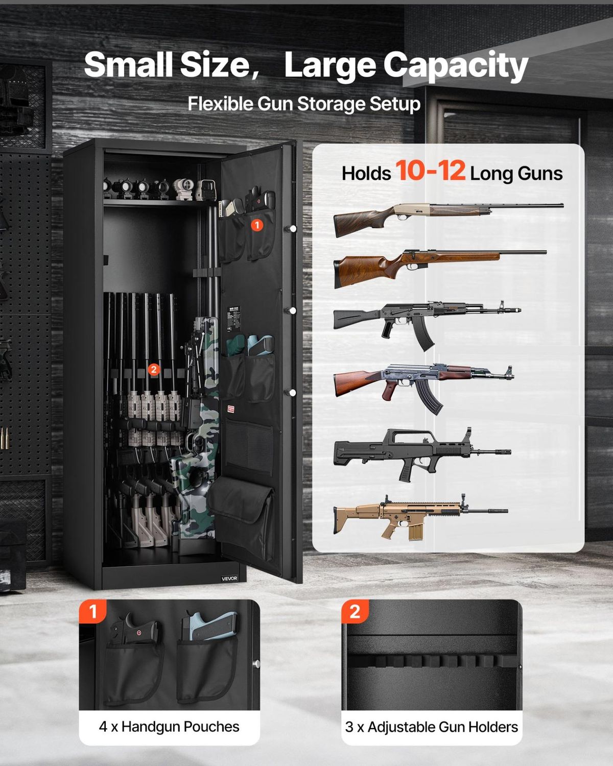 VEVOR 10-12 Gun Safe, Long Gun Cabinet for Rifles and Pistols, Quick Access