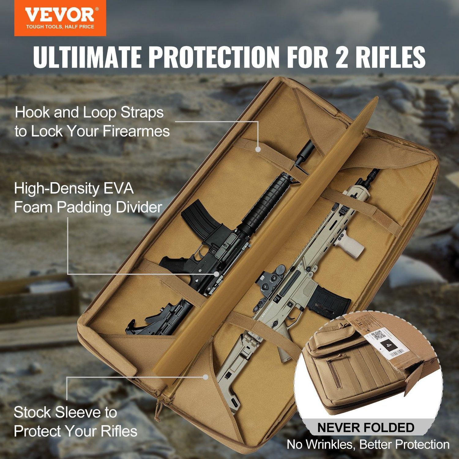 VEVOR Tactical Range Bag, 42 inch Tactical Double Firearm Bag, Soft Outdoor