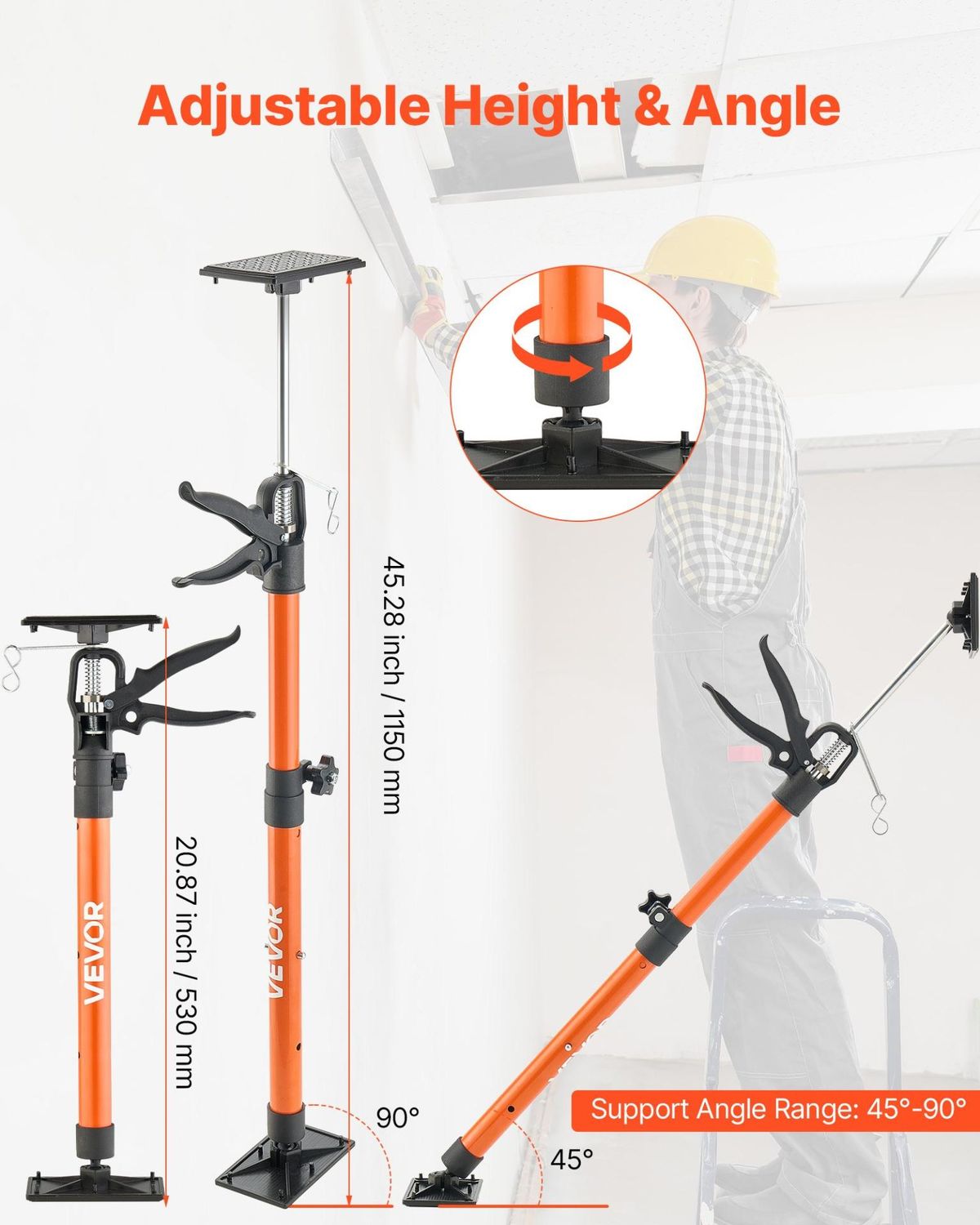 VEVOR Cabinet Jack Support Pole, 2-Pack, 21.3-60 Inch Steel Telescopic Quick