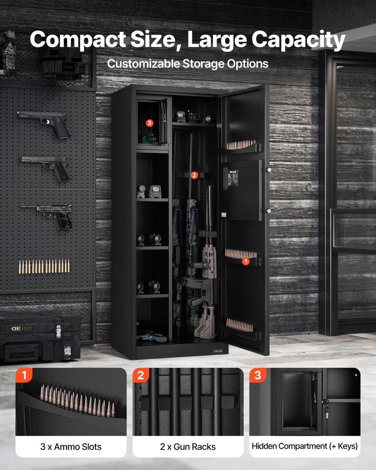 VEVOR 4 Gun Safe, Long Gun Cabinet for Rifles and Pistols, Quick Access