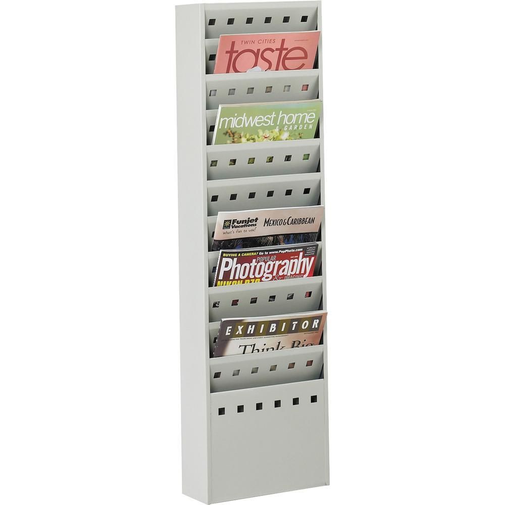 Safco 11-Pocket Steel Magazine Racks - 11 Pocket(s) - 36.3&quot; Height x 10&quot; Width x