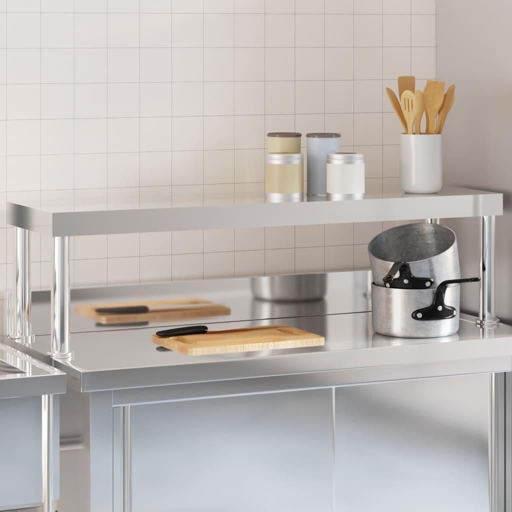 vidaXL Work Table Overshelf 43.3&quot;x11.8&quot;x13.8&quot; Stainless Steel