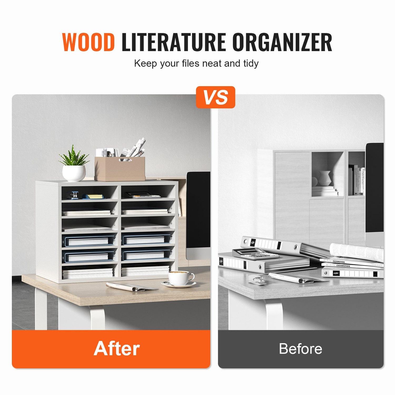 VEVOR Literature Organizers, 12 Compartments Office Mailbox with Adjustable, Color: White