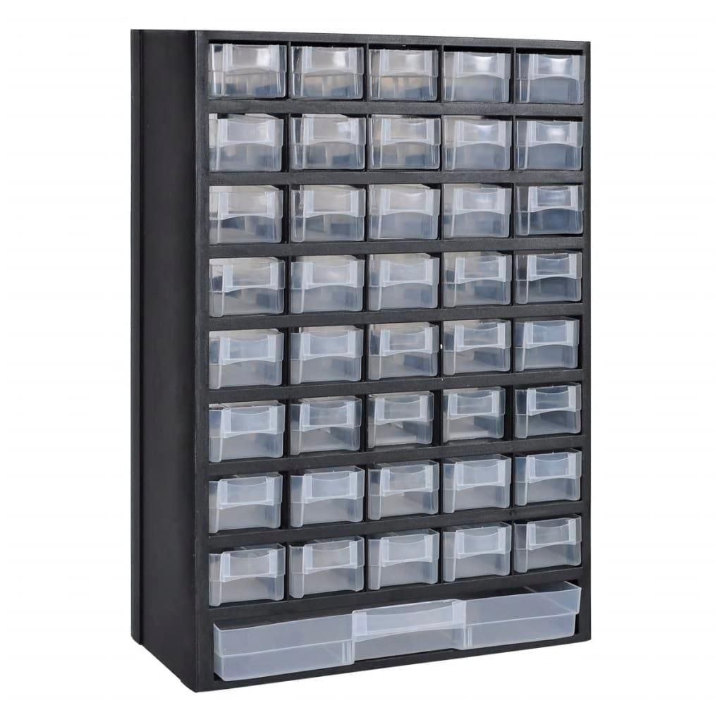 vidaXL 41-Drawer Plastic Storage Cabinet Tool Box, Color: Black
