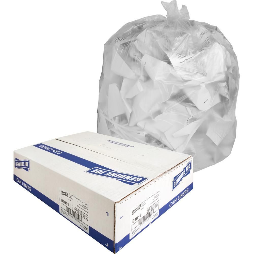 Genuine Joe Clear Trash Can Liners - Small Size - 16 gal Capacity - 24&quot; Width x