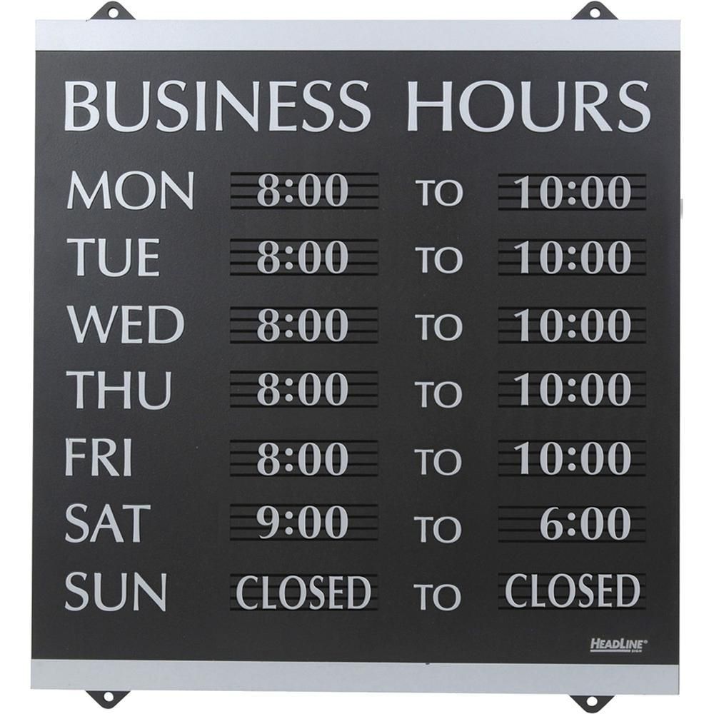 Headline Signs Business Hours Sign - 1 Each - Business Hours Print/Message - 14&quot;
