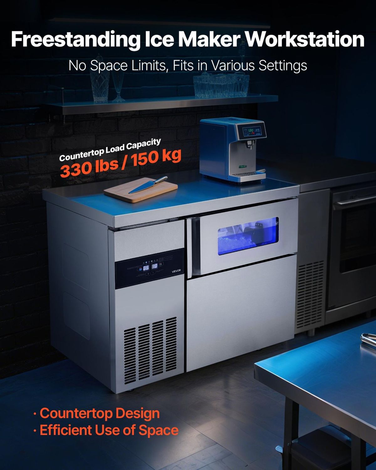 VEVOR Commercial Ice Maker Machine, 220 lbs/24H Stainless Steel Ice Machine with
