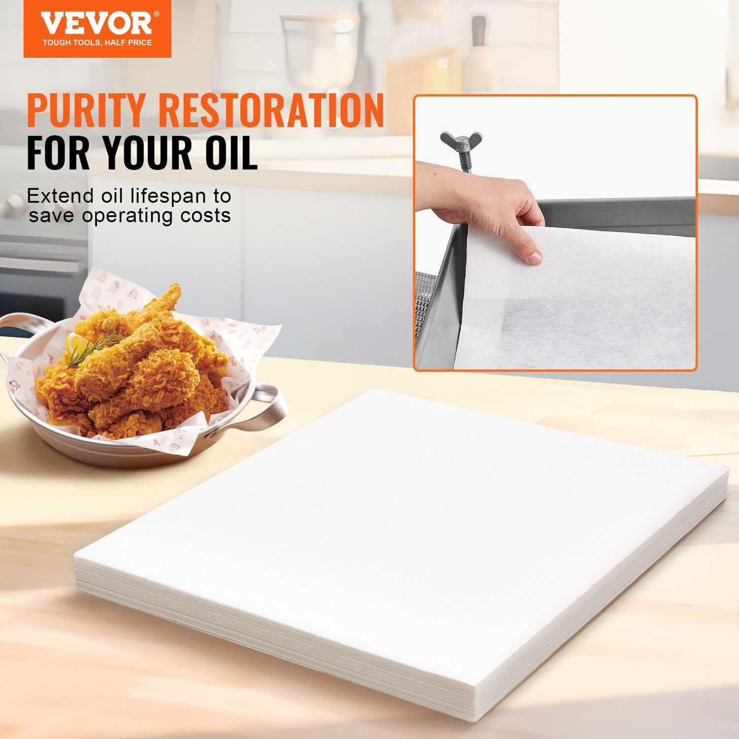 VEVOR Fryer Filter Paper, 100 Sheets, 19.3&quot; x 16.1&quot;, Replacement Deep Fryer, Capacity: 18L/38L