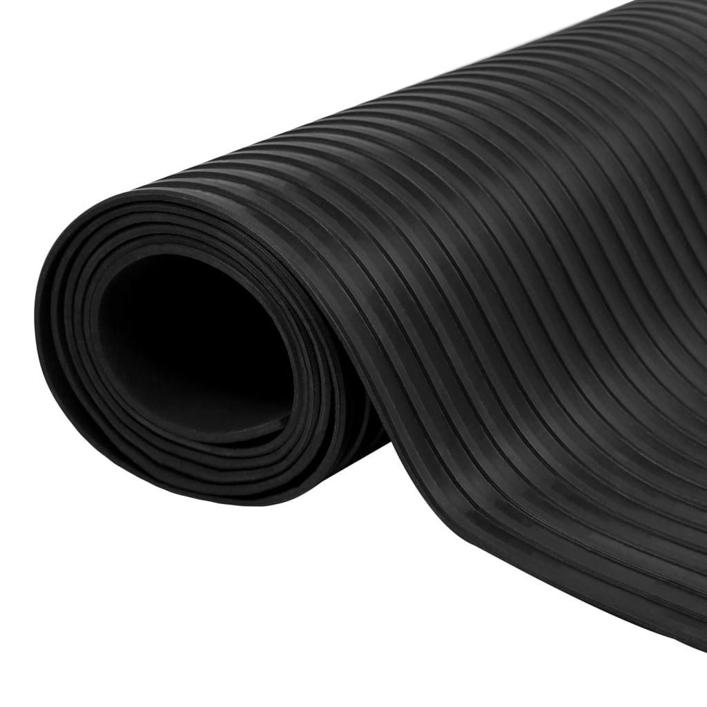 vidaXL Rubber Floor Mat Anti-Slip 6.6 x 3.3&#39; Broad Ribbed, Color: Black