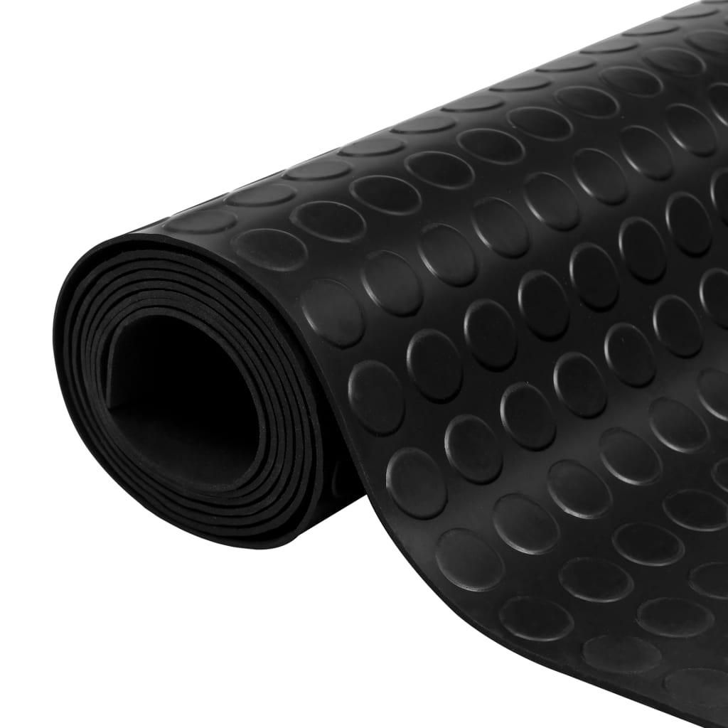 vidaXL Rubber Floor Mat Anti-Slip with Dots 16.4&#39;x3.3&#39;, Color: Black