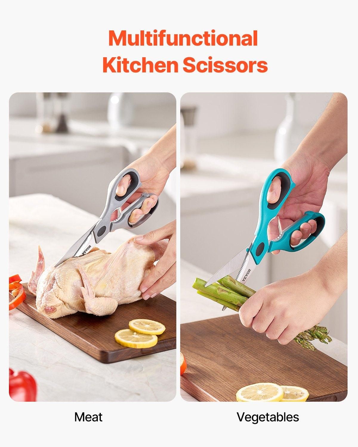 VEVOR Kitchen Scissors, 2 Pack Durable Stainless Steel Kitchen Shears with, Quantity: 2 Piece