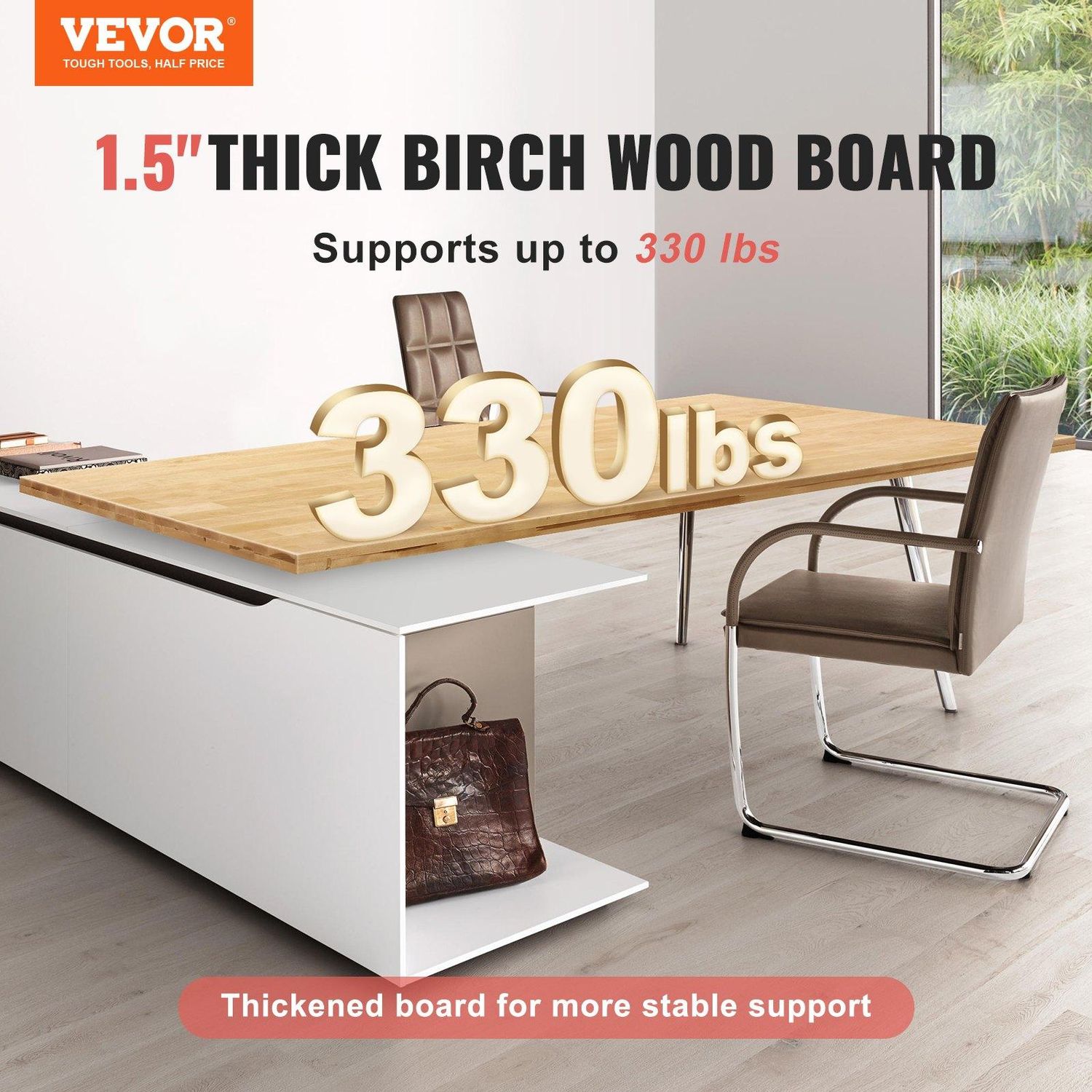VEVOR Wood Table Top, Holds up to 330 lb, 29.5&quot; x 23.6&quot; x 1.5&quot; Rectangular, Product Size: 30 x 25 inch