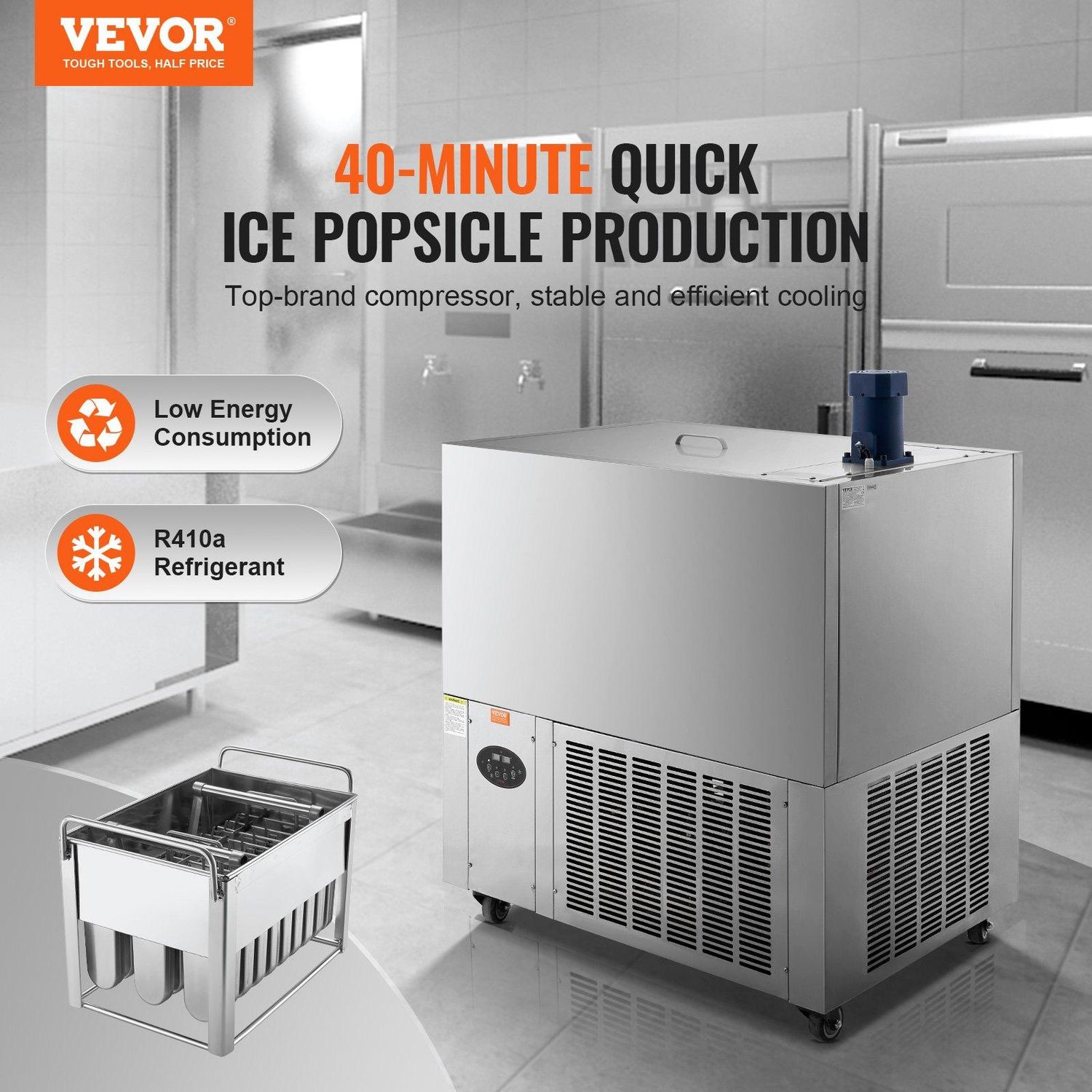 VEVOR Commercial Popsicle Machine 4 Mold Set - 120 PCS Ice Pops Making Machine, number of moulds: 30