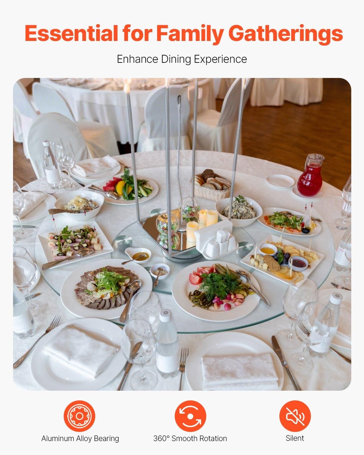 VEVOR 30 in Glass Lazy Susan Turntable, Tempered Glass Dining Table Centerpiece, Material: Glass