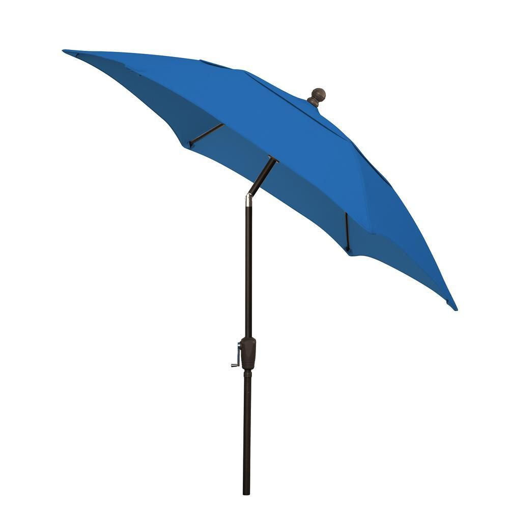 7.5&#39; Oct Patio Tilt Umbrella 6 Rib Crank with Pacific Blue Solution Canopy