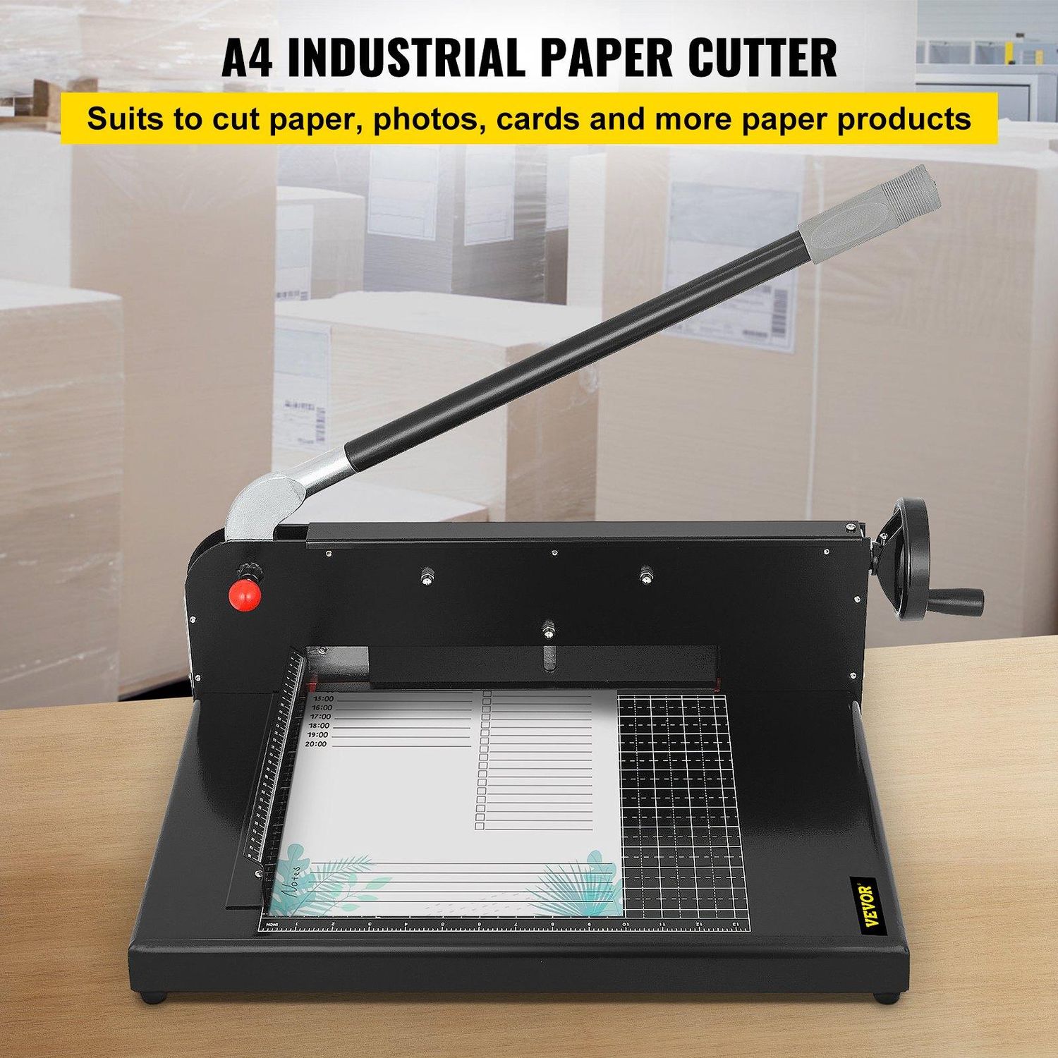 VEVOR Paper Cutter 12Inch A4 Commercial Heavy Duty Paper Cutter 300 Sheets 45HRC, Color: Black