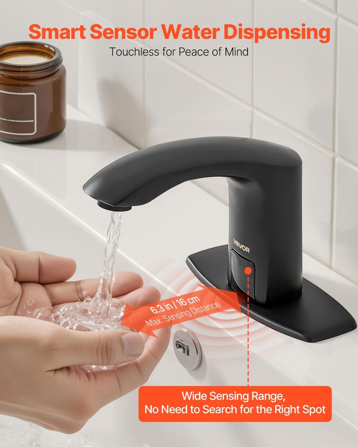 VEVOR Touchless Bathroom Sink Faucet, Automatic Motion Sensor Restroom Toilet
