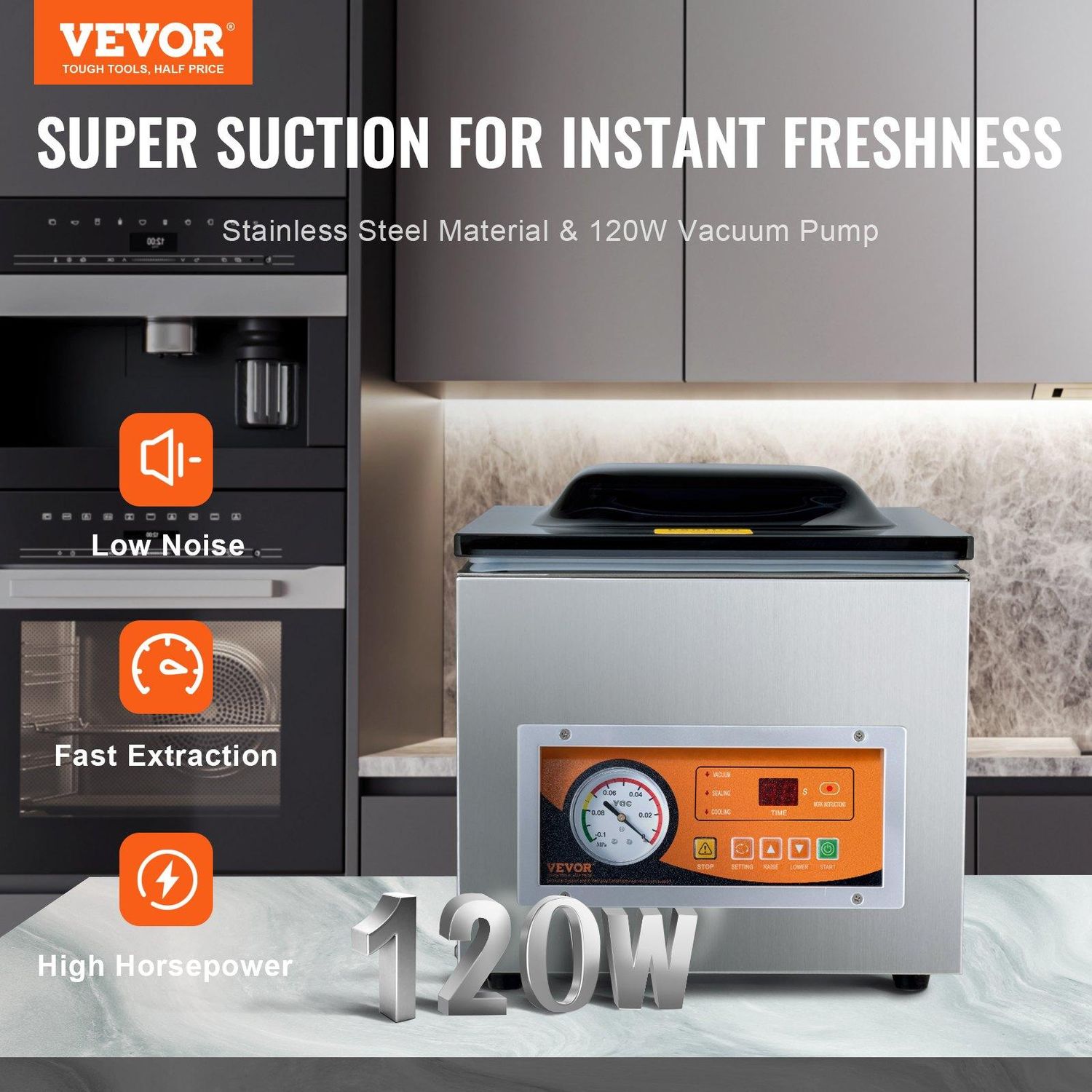 VEVOR Chamber Vacuum Sealer, 260W Sealing Power, Vacuum Packing Machine for Wet