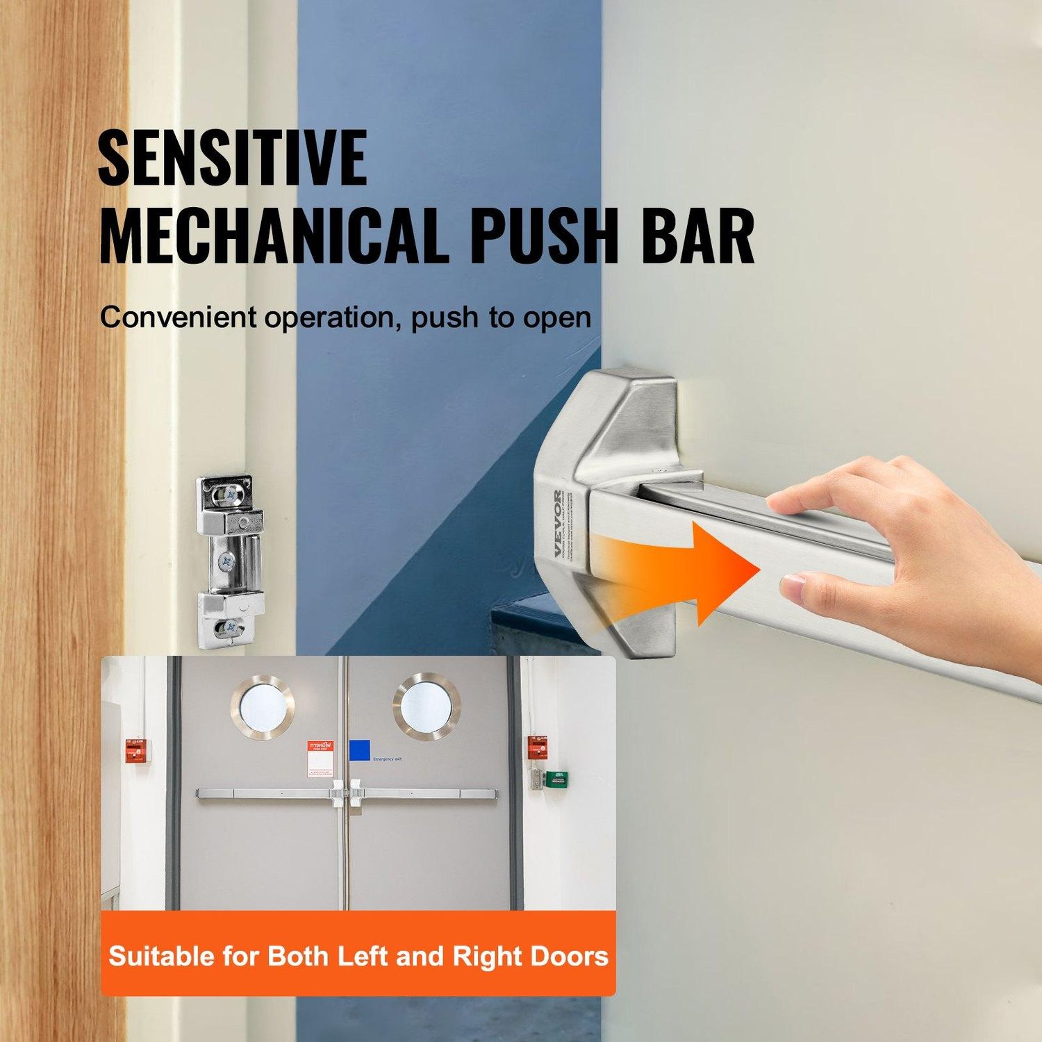 VEVOR Door Push Bar Panic Exit Device, 31 Stainless Steel Commercial Emergency, Size: 31 inch