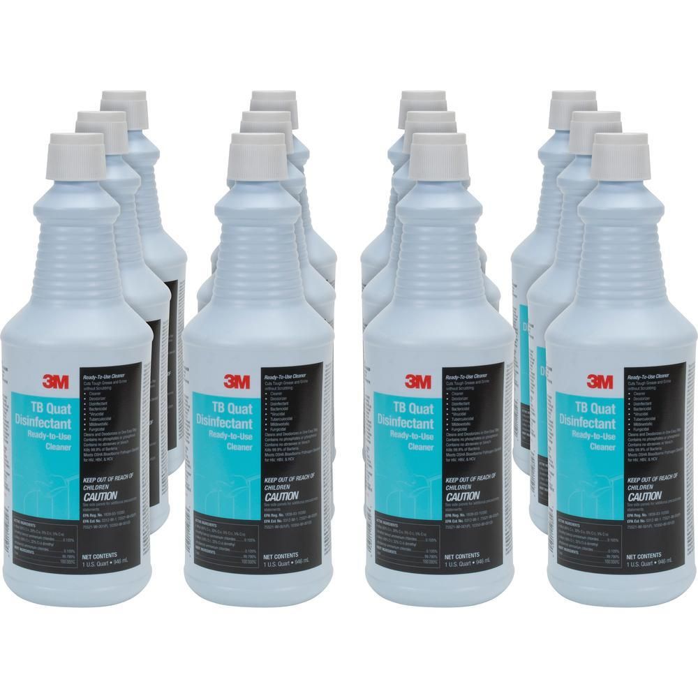 3M TB Quat Disinfectant Ready-To-Use Cleaner - Ready-To-Use - 32 fl oz (1, Color: Clear