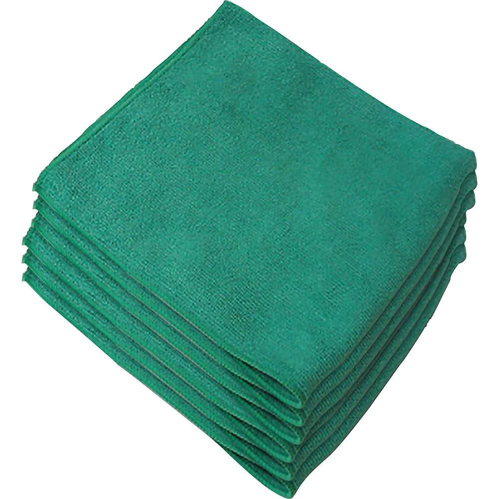 Genuine Joe General Purpose Microfiber Cloth - For General Purpose - 16&quot; Length, Color: Green