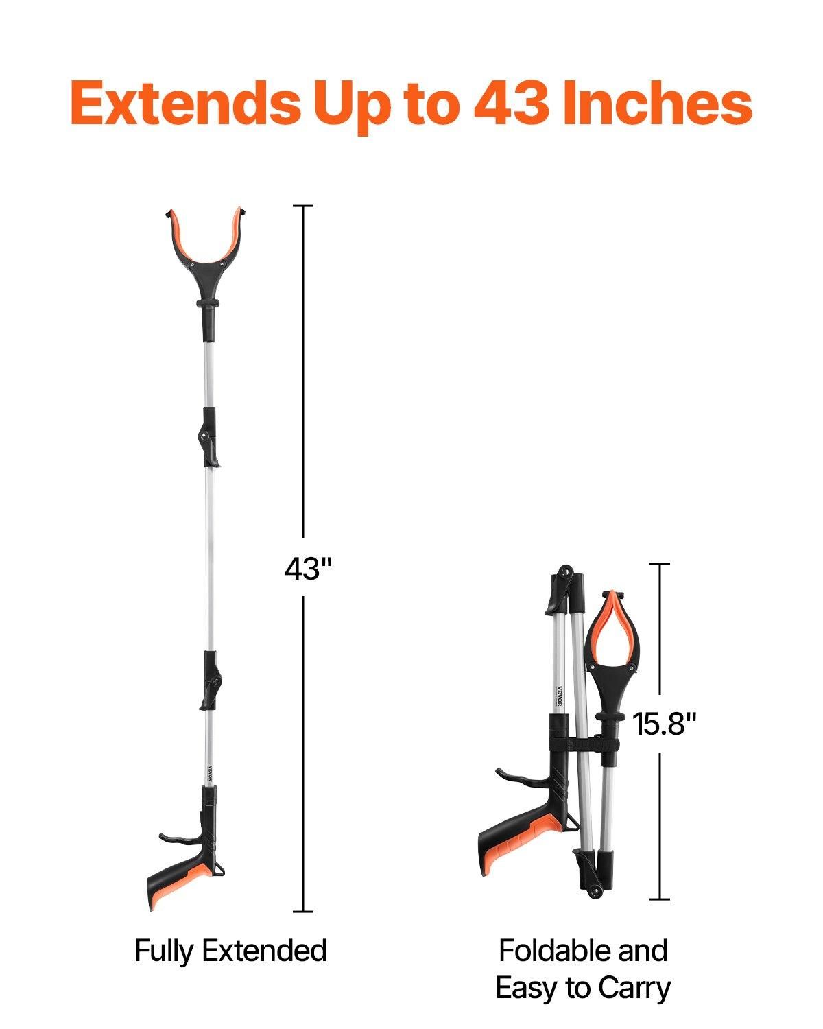 VEVOR Grabber Reacher Tool, 43&quot; Foldable Reacher Grabber Pickup Tool with 360, Number of Set/Length: One Piece/43 inch
