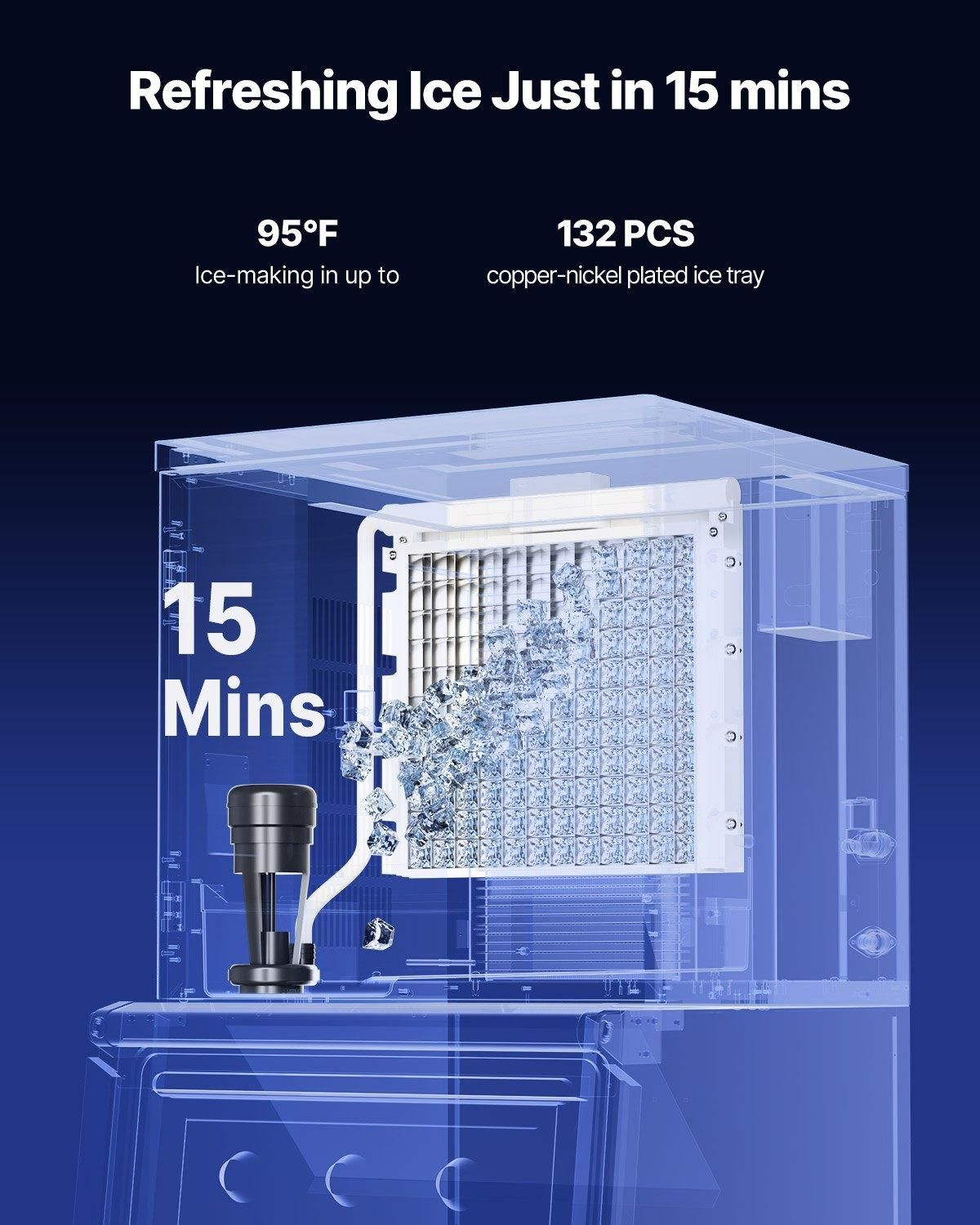 VEVOR Commercial Ice Maker Machine 300 lbs/24 h, 20 Inch Stainless Steel, Ice Making Capacity: 300 lbs/24 h