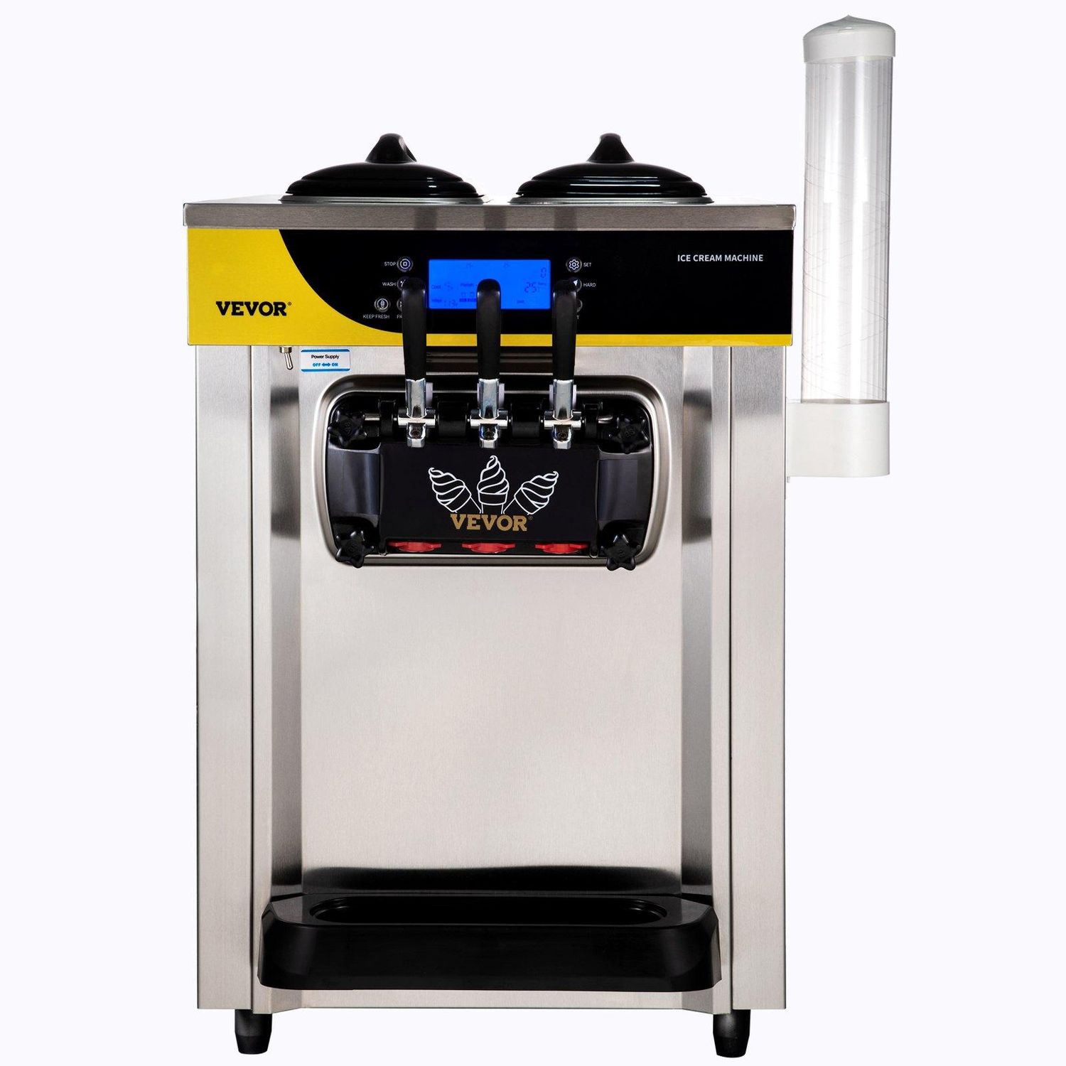 VEVOR Commercial Ice Cream Maker, 22-30L/H Yield, 2200W Countertop Soft Serve