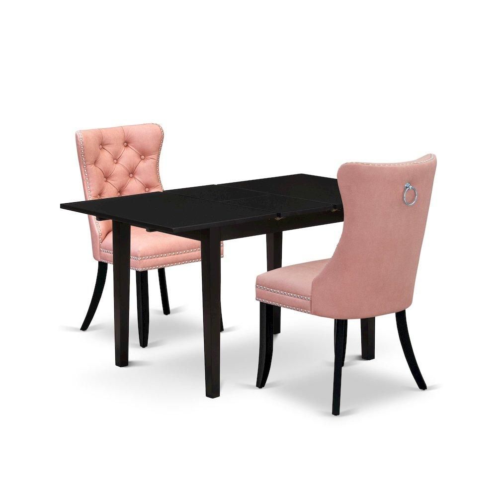 3 Piece Kitchen Table Set, Color: Black