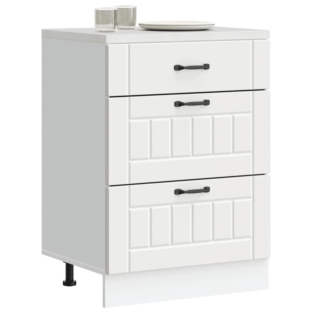vidaXL Kitchen Base Cabinet White Engineered wood Standard, Color: White