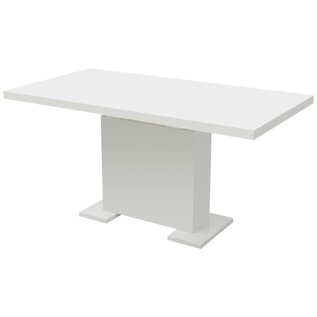 vidaXL Kitchen Table High gloss white MDF and Steel Extendable, Color: High gloss white