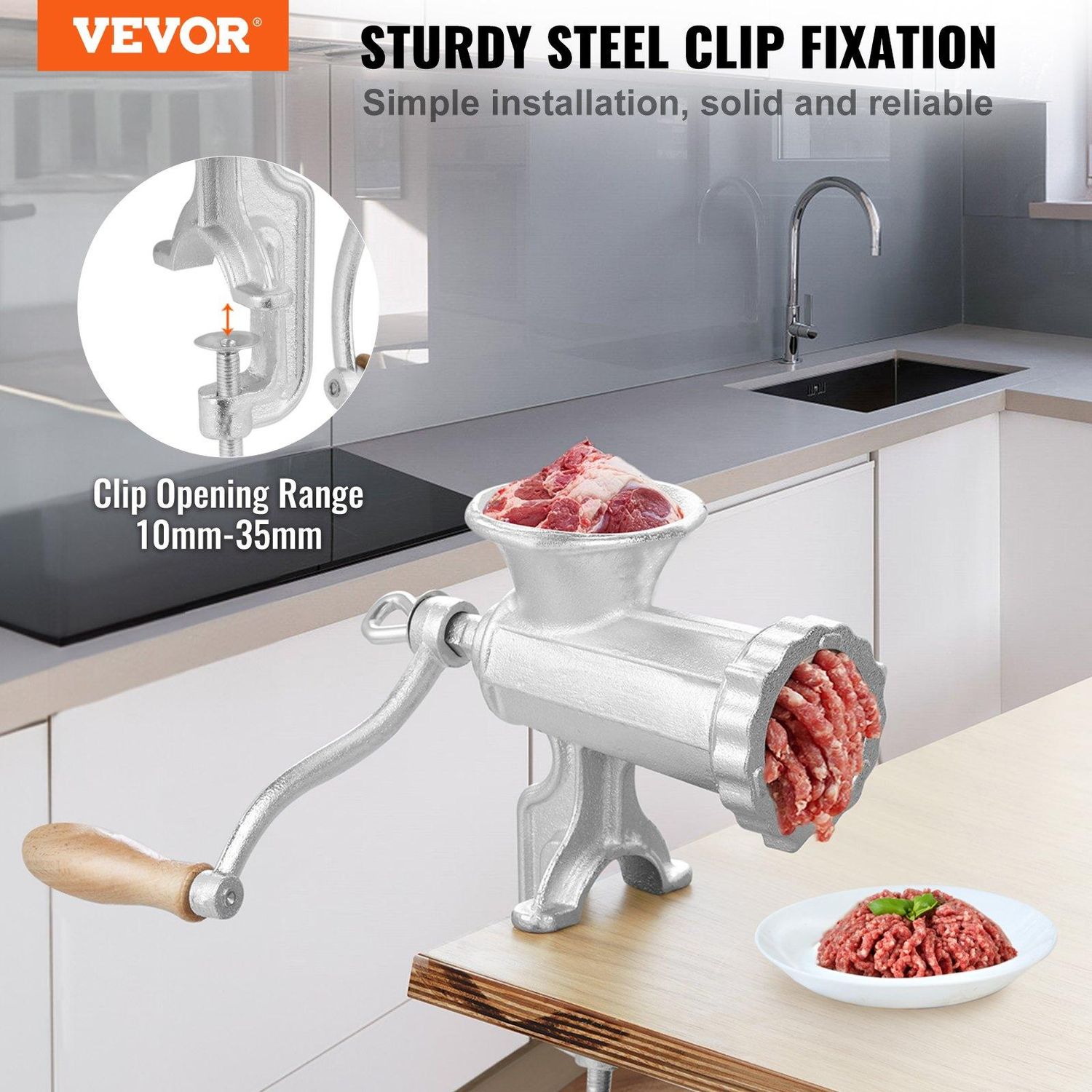 VEVOR Manual Meat Grinder, Heavy Duty Cast Iron Hand Meat Grinder with Steel