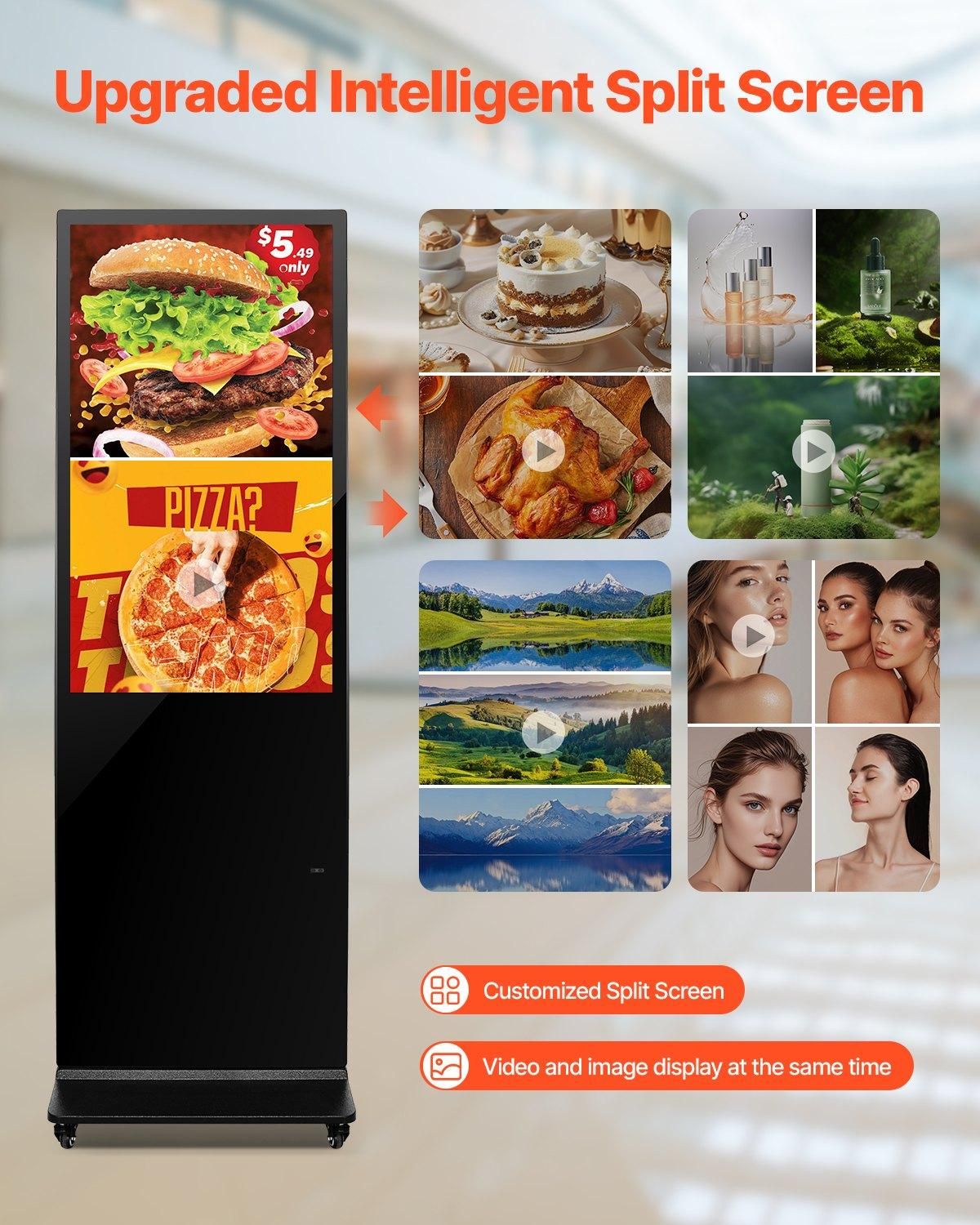 VEVOR 43 Inch Digital Signage Display, Touchscreen Digital Kiosk, Indoor Floor