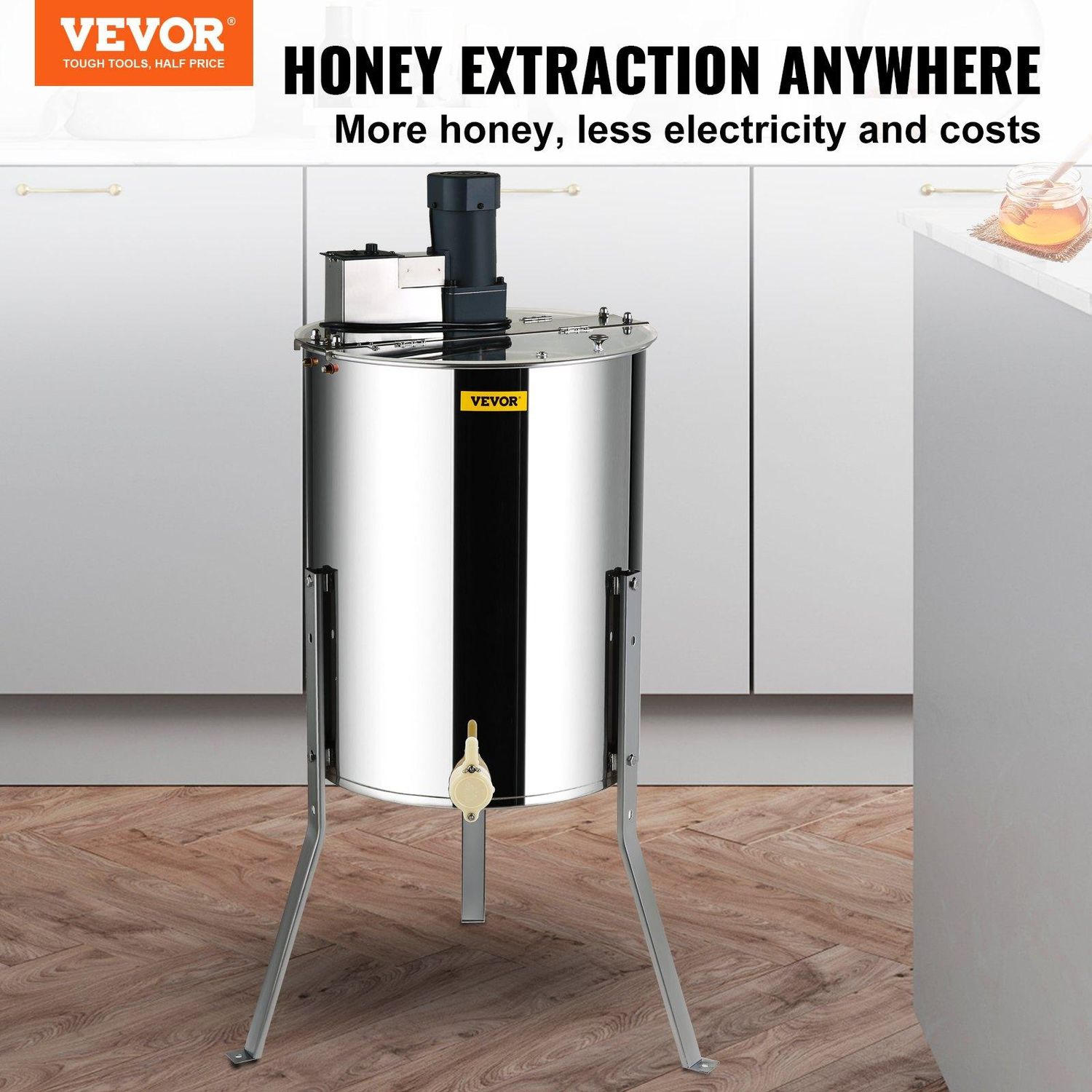 VEVOR Electric Honey Extractor, 4/8 Frames Honey Spinner Extractor, Stainless