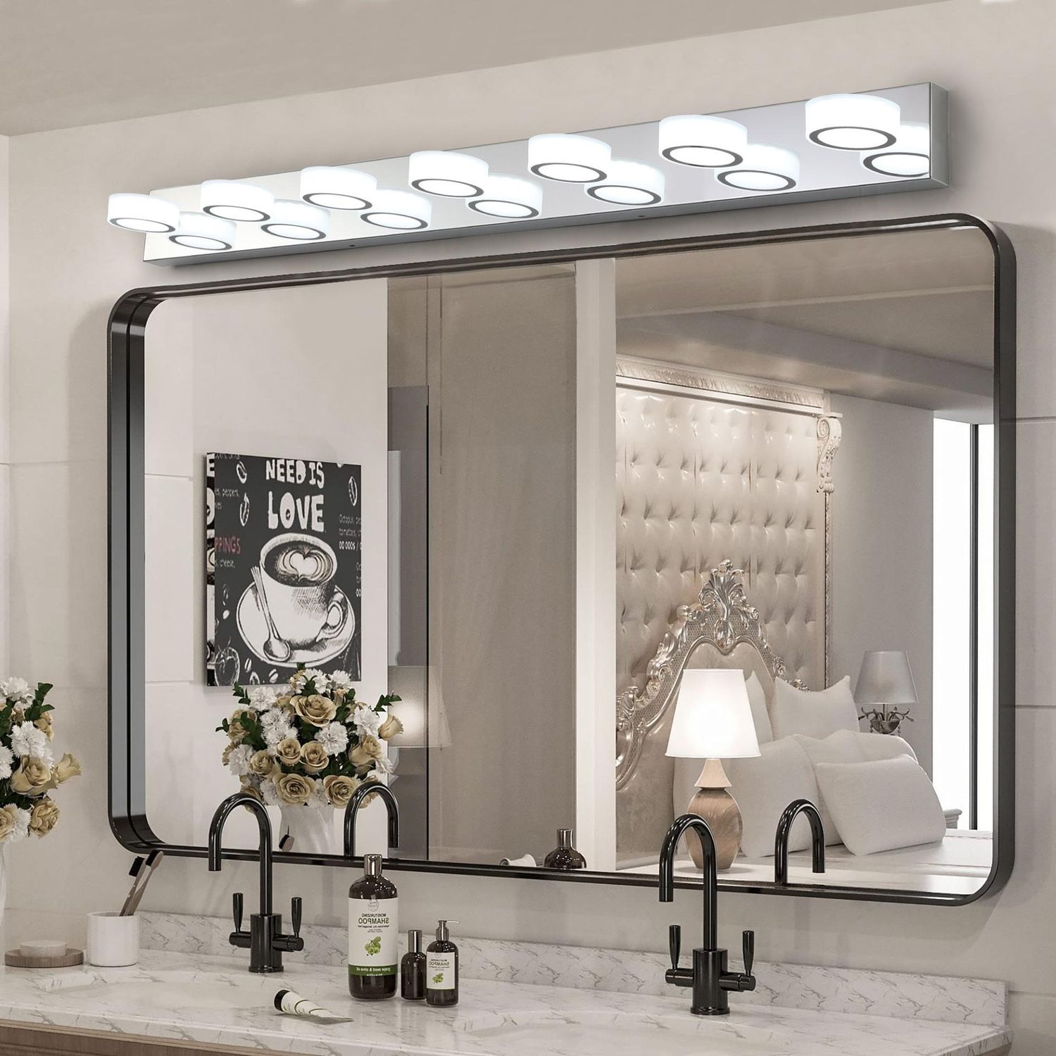 Modern 7-Light LED Vanity Light Fixture - Chrome Finish with Acrylic Light