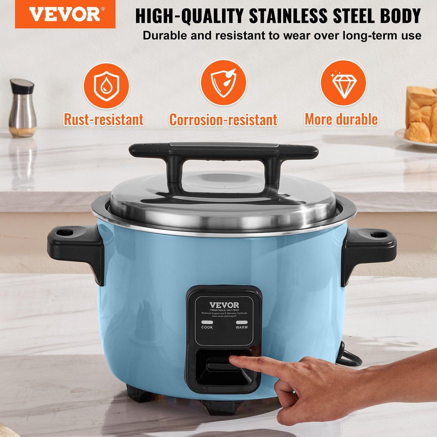 VEVOR Commercial Rice Cooker 40-Cup Non-Stick Pot 8L 24H Keep Warm Restaurant, Capacity: 8 L