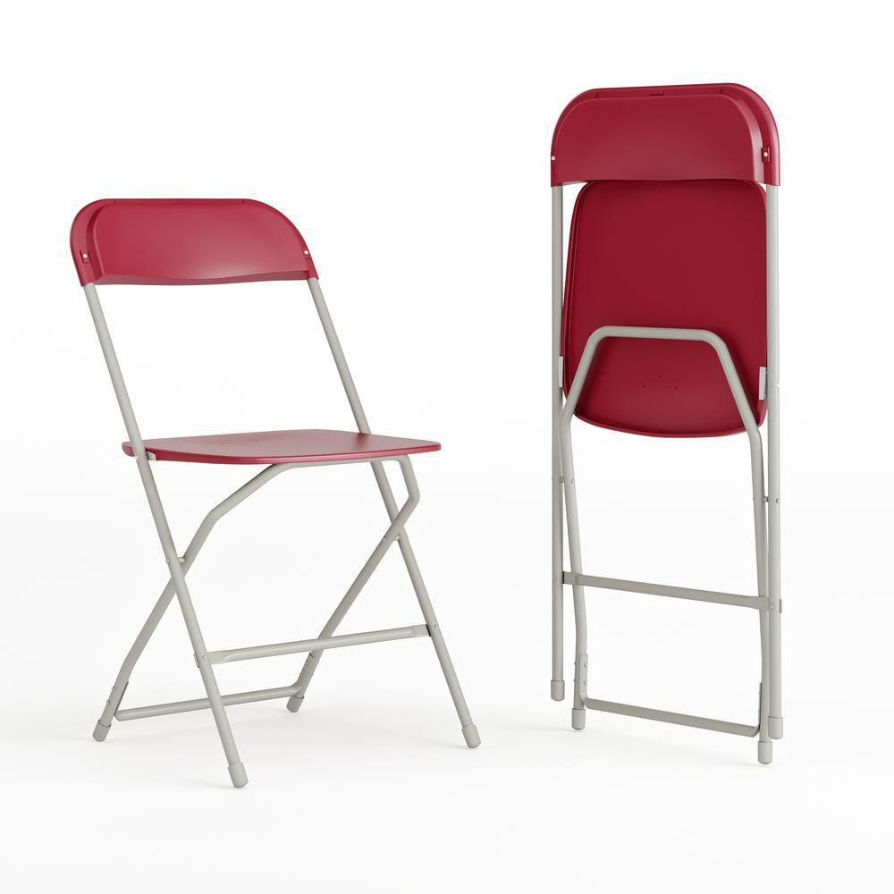 Set of 2 Commercial Grade Red Plastic Folding Chairs