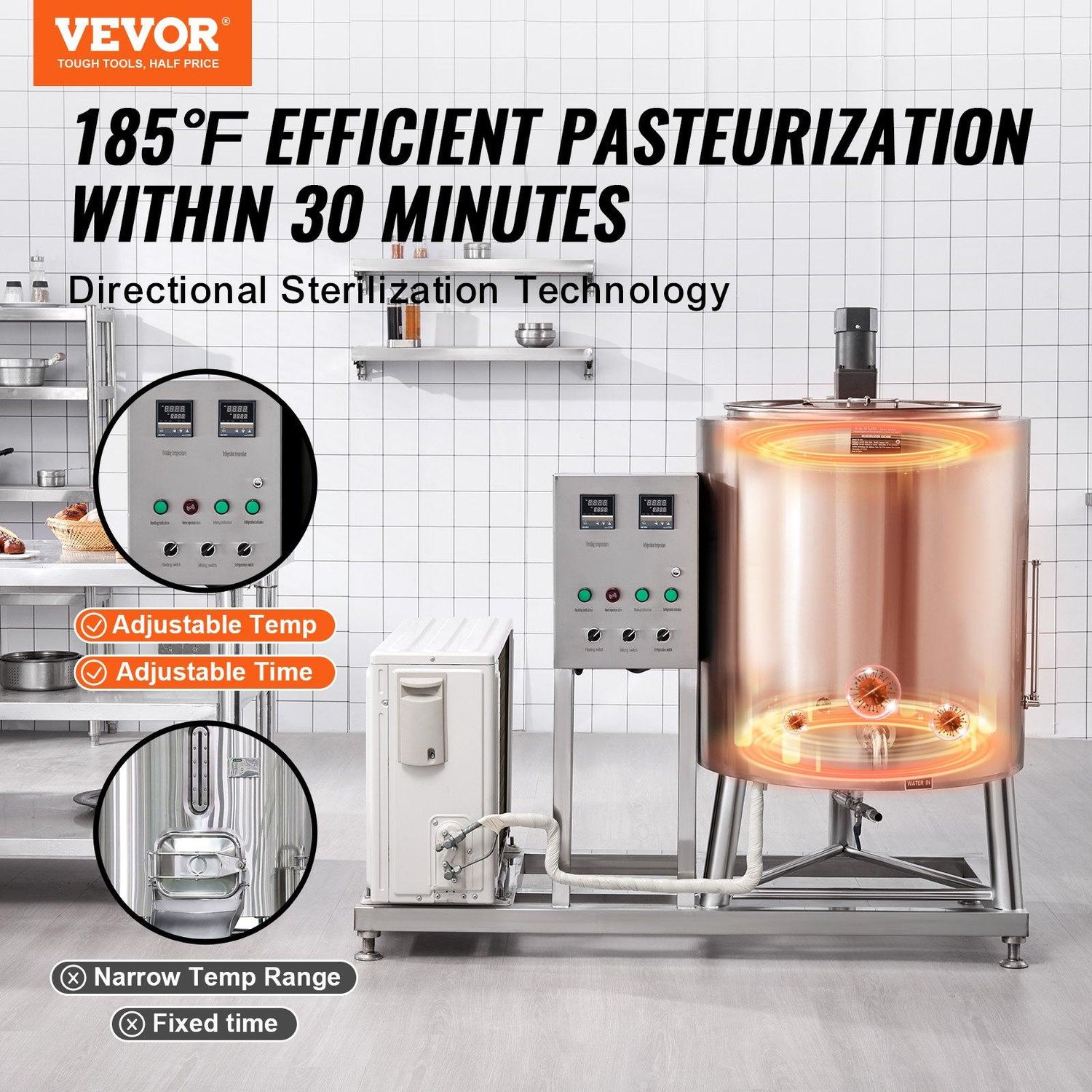 VEVOR Milk Pasteurizer 150L, Commercial Milk Pasteurization Machine, Food Grade