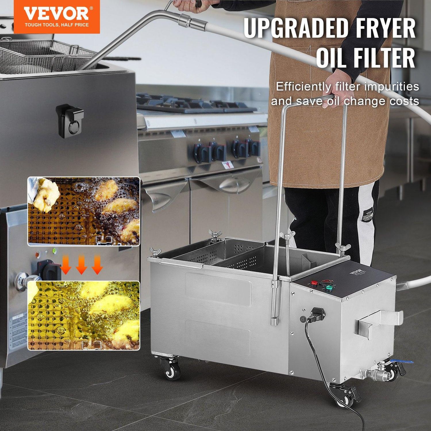 VEVOR Portable Oil Filtering Unit, 38L Capacity, 10 L/min Filtering Speed