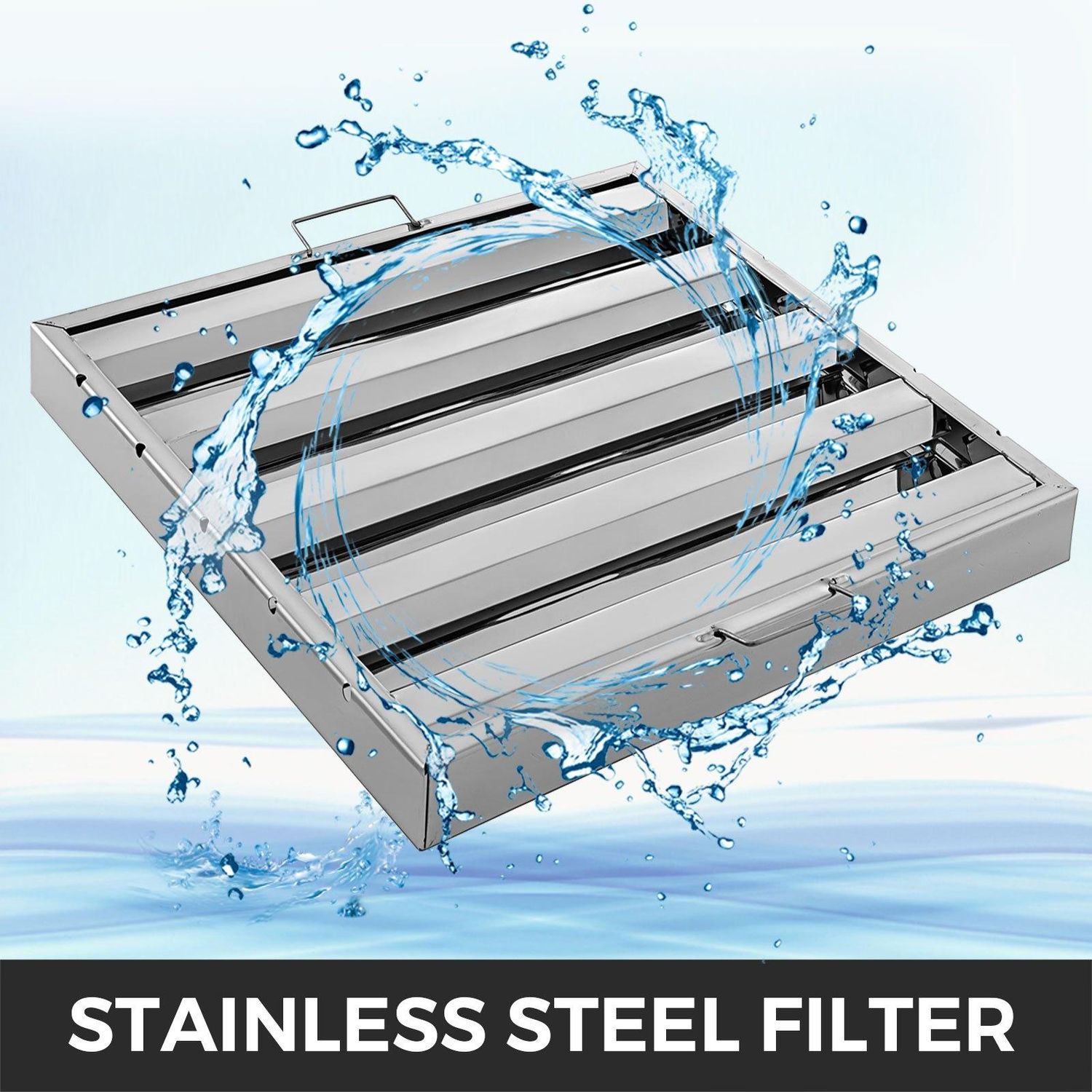 VEVOR Pack of 6 Hood Filters 19.5W x 19.5H Inch, 430 Stainless Steel 4 Grooves, Size: 20 x 20 inch