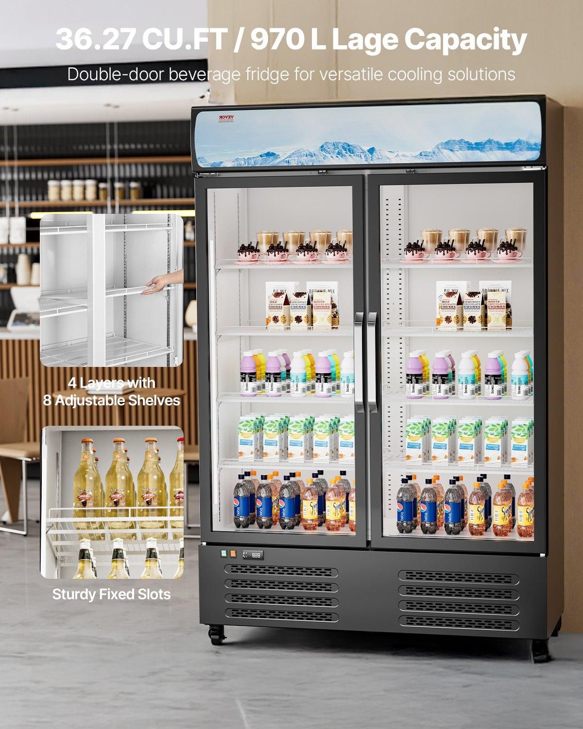 VEVOR Commercial Merchandiser Refrigerator, 36.27 CU.FT Upright Beverage Cooler,, Size: 36.27 cu ft