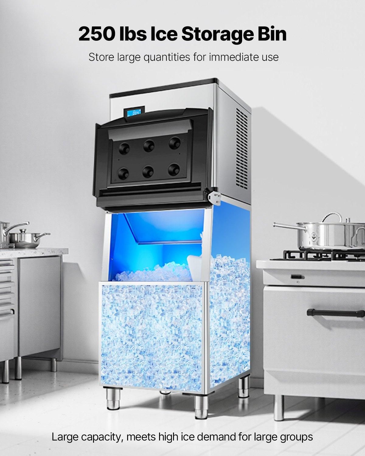 VEVOR Commercial Ice Maker Storage Bin, 250LBS Capacity Ice Bin, Stainless Steel