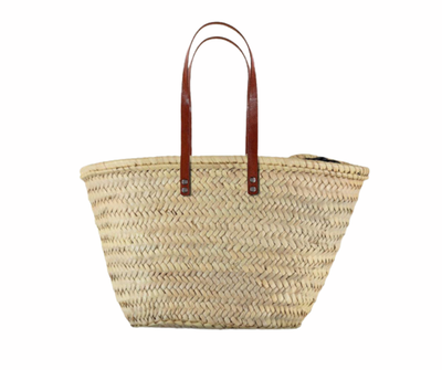 Straw Bag with Leather Straps