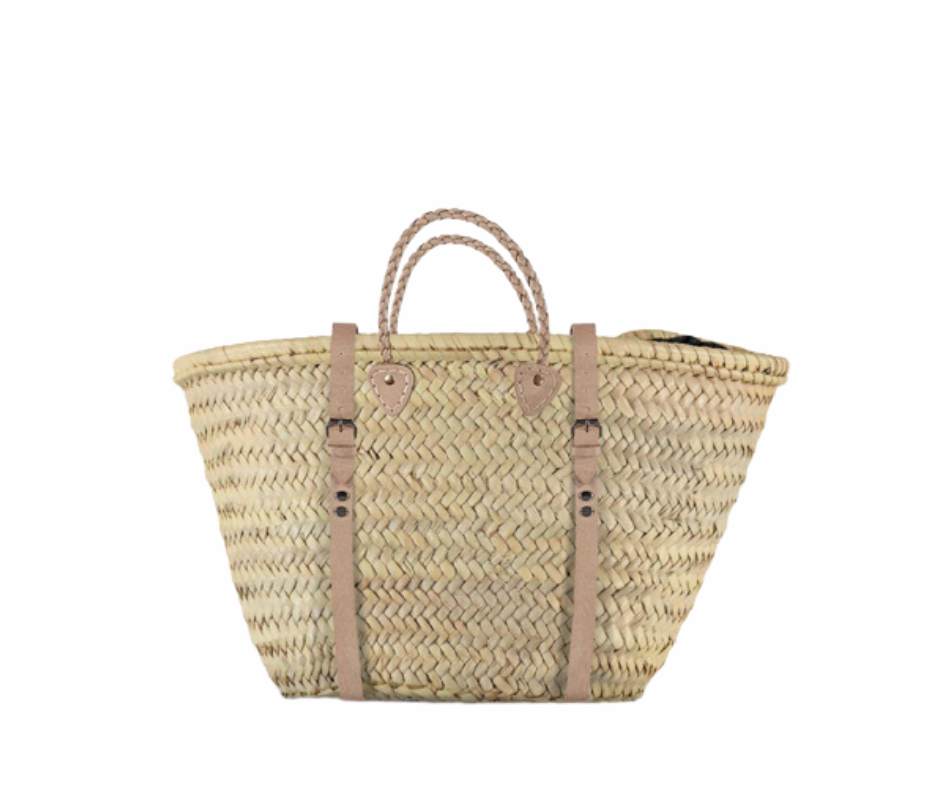 Straw Backpack Bag With Leather Straps
